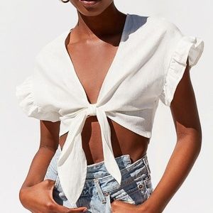 Urban Renewal Linen Tie Front Top